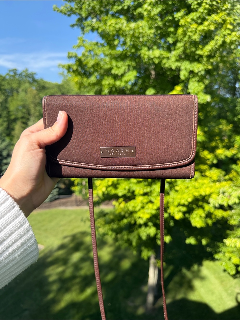 COACH Brown Crossbody Wallet with leather shoulder strap